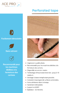 2 photos de l'adhésif Perforated Tape d'ACE PRO et ses caractéristiques.